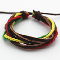 Koskind Bracelet, med Vokset Cotton Cord, justerbar, 45mm, Indvendig diameter:Ca. 45mm, Længde Ca. 7.5 inch, 3Strands/Bag, Solgt af Bag