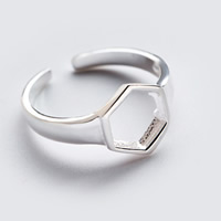 925 prata esterlina Cuff Ring Finger, abrir, 9x9mm, tamanho:8, 5PCs/Lot, vendido por Lot
