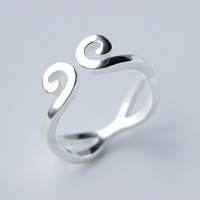 925 Sterling Silver Cuff Finger Ring, open, 6mm, US Ring Size:8, 5PCs/Lot, Sold By Lot