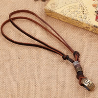 Cowhide Sweater Necklace, with Tibetan Style, plated, with roman number & adjustable, 3mm, Sold Per Approx 25 Inch Strand