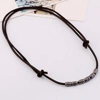 Men Necklace, Cowhide, with Tibetan Style, antique silver color plated, adjustable & for man, 3mm, Length:Approx 16 Inch, 2Strands/Lot, Sold By Lot