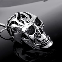 Titanium Steel Pendants Skull blacken Approx 3-5mm Sold By PC