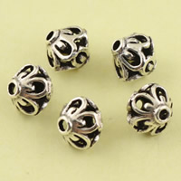 Hollow Brass Beads, Bicone, antique silver color plated, lead & cadmium free, 8mm, Hole:Approx 1.5mm, 10PCs/Bag, Sold By Bag