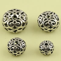 Hollow Brass Beads, Rondelle, antique silver color plated, different size for choice, lead & cadmium free, Hole:Approx 1.5mm, 10PCs/Bag, Sold By Bag