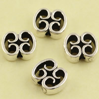 Brass Jewelry Beads, antique silver color plated, lead & cadmium free, 8.40x9.70x3.40mm, Hole:Approx 1mm, 10PCs/Bag, Sold By Bag