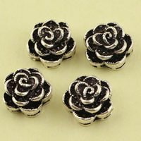 Brass Jewelry Beads, Flower, antique silver color plated, lead & cadmium free, 11.4mm, Hole:Approx 1mm, 10PCs/Bag, Sold By Bag