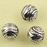 Messing smykker Perler, Runde, antik sølv farve forgyldt, bly & cadmium fri, 8.3mm, Hole:Ca. 1.5mm, 10pc'er/Bag, Solgt af Bag