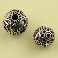 Brass Jewelry Beads, Round, antique silver color plated, different size for choice, lead & cadmium free, 10PCs/Bag, Sold By Bag