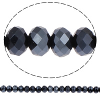 Perles de cristal rondelle, facettes, noir, 10x7mm, Trou:Environ 2mm, Longueur:21.5 pouce, 10Strandstoron/sac, Environ 72PC/brin, Vendu par sac