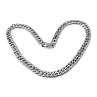 Stainless Steel Chain Necklace, curb chain, original color, 12x17x3mm, Length:Approx 23.5 Inch, 5Strands/Lot, Sold By Lot