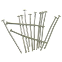 Brass Headpin, silver color plated, nickel, lead & cadmium free, 0.6x60mm, 2Bags/Lot, Approx 7540PCs/Bag, Sold By Lot