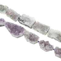 Perles druzy, agate quartz de glace, naturel, plus de couleurs à choisir, 37x21x10mm-44x24x26mm, Trou:Environ 1.5-2mm, Environ 9PC/brin, Vendu par Environ 15.5 pouce brin