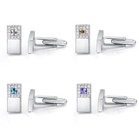 Cufflinks, Tibetan Style, with Crystal, platinum color plated, faceted & with rhinestone, more colors for choice, lead & cadmium free, 10x19mm, Sold By Pair