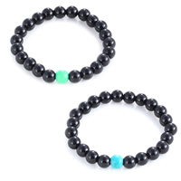 Black Agate Bracelets, with Turquoise, natural, more colors for choice, 8mm, Sold Per Approx 7.5 Inch Strand