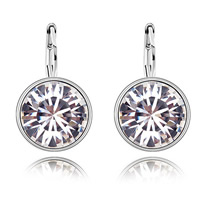 Crystal Earrings Zinc Alloy with Crystal iron earring lever back clip Flat Round platinum color plated faceted lead & cadmium free Sold By Bag