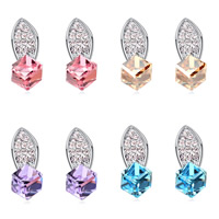 Crystal Earrings, Tibetan Style, with Crystal, stainless steel post pin, platinum color plated, faceted & with rhinestone, more colors for choice, lead & cadmium free, 6-20mm, Sold By Pair