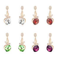 Crystal Earrings, Tibetan Style, with Crystal, stainless steel post pin, rose gold color plated, faceted & with rhinestone, more colors for choice, lead & cadmium free, 8-15mm, Sold By Pair