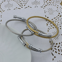 Stainless Steel Bangle, plated, adjustable, more colors for choice, 3mm, Inner Diameter:Approx 54mm, Length:Approx 6.5 Inch, 6PCs/Lot, Sold By Lot