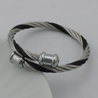 Stainless Steel Bangle, plated, adjustable & two tone, 5mm, Inner Diameter:Approx 52mm, Length:Approx 6 Inch, 6PCs/Lot, Sold By Lot