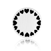 Edelstahl Schwimm Medaillon Anhänger Rahmen, flache Runde, poliert, mit einem Muster von Herzen & Emaille, originale Farbe, 22x0.5mm, 10PCs/Tasche, verkauft von Tasche