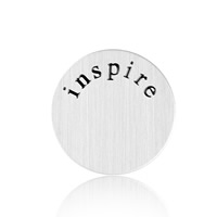 Stainless Steel, Flat Round, word inspire, polished, enamel, original color, 22x0.5mm, 10PCs/Bag, Sold By Bag