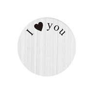 Stainless Steel Flat Round word I love you polished enamel original color Sold By Bag