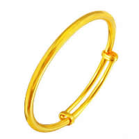 24 K Gold Color Banhado Bracelet, cobre, Ouro banhado 24K, vácuo cor protetora & ajustável, 5mm, Diametro interno:Aprox 50mm, comprimento Aprox 6 inchaltura, 10PCs/Lot, vendido por Lot