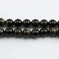 Negro obsidiana granos, Obsidiana Negra, Esférico, diverso tamaño para la opción, agujero:aproximado 1mm, longitud:aproximado 15.5 Inch, Vendido por Grupo