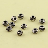 Brass Beads, Drum, antique silver color plated, lead & cadmium free, 4.2mm, Hole:Approx 1mm, 10PCs/Bag, Sold By Bag