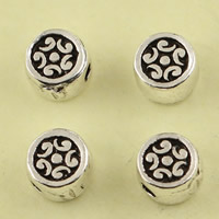 Brass Jewelry Beads, Flat Round, antique silver color plated, lead & cadmium free, 4.6mm, Hole:Approx 1mm, 10PCs/Bag, Sold By Bag