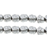 Buddha Beads, Non Magnetic Hematite, platinum color plated, Buddhist jewelry, 8x8x7mm, Hole:Approx 1mm, Length:Approx 13 Inch, 10Strands/Lot, Approx 33PCs/Strand, Sold By Lot