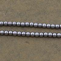 Nicht-magnetische Hämatit Perlen, Non- magnetische Hämatit, rund, Platinfarbe platiniert, 4.50mm, Bohrung:ca. 1.5mm, Länge:ca. 16 ZollInch, 50SträngeStrang/Menge, ca. 107PCs/Strang, verkauft von Menge