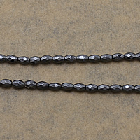Non Magnetic Hematite Beads, Oval, faceted, 5x3mm, Hole:Approx 0.5mm, Length:Approx 16 Inch, 10Strands/Lot, Approx 82PCs/Strand, Sold By Lot