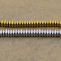 Nicht-magnetische Hämatit Perlen, Non- magnetische Hämatit, plattiert, keine, 4x4x2mm, Bohrung:ca. 0.5mm, Länge:ca. 16 ZollInch, 20SträngeStrang/Menge, ca. 197PCs/Strang, verkauft von Menge