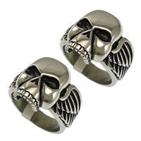 Stainless Steel Finger Ring for Men, Skull, mixed ring size & blacken, 21x5.50mm, US Ring Size:7-13, 12PCs/Lot, Sold By Lot