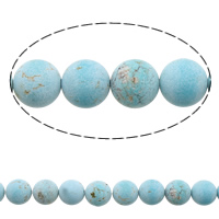 Natürliche Türkis Perle, rund, verschiedene Größen vorhanden & satiniert, hellblau, Bohrung:ca. 1mm, Länge:ca. 15.5 ZollInch, verkauft von Menge