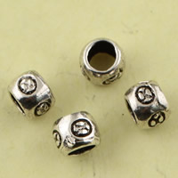 Perline in ottone, Tamburo, placcato argento antico, assenza di piombo & cadmio, 4.4mm, Foro:Appross. 2mm, 100PC/borsa, Venduto da borsa