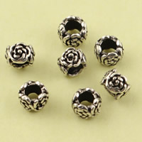 Perles bijoux en laiton, fleur, Plaqué de couleur d'argent, sans plomb et cadmium, 5.2mm, Trou:Environ 2.5mm, 10PC/sac, Vendu par sac