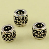 Hollow Brass Beads, Column, antique silver color plated, lead & cadmium free, 4.85mm, Hole:Approx 1mm, 10PCs/Bag, Sold By Bag