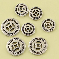 Brass Spacer Beads, Flat Round, antique silver color plated, different size for choice, lead & cadmium free, 10PCs/Bag, Sold By Bag