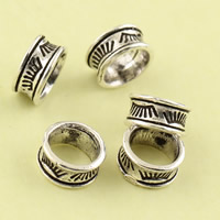 Brass Large Hole Bead, Donut, antique silver color plated, lead & cadmium free, 7.7mm, Hole:Approx 5mm, 10PCs/Bag, Sold By Bag