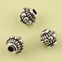 Brass Beads, Drum, antique silver color plated, lead & cadmium free, 6.8mm, Hole:Approx 1.5mm, 10PCs/Bag, Sold By Bag