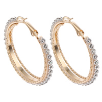 Brass Hoop Earring gold color plated with rhinestone nickel lead & cadmium free Sold By Pair