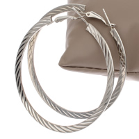 Brass Hoop Earring, platinum color plated, nickel, lead & cadmium free, 59x65x1mm, Sold By Pair