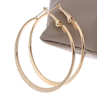Brass Hoop Earring, gold color plated, stardust, nickel, lead & cadmium free, 50x55x3mm, Sold By Pair