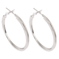 Brass Hoop Earring, platinum color plated, nickel, lead & cadmium free, 42x45x2mm, Sold By Pair