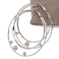 Brass Hoop Earring, platinum color plated, nickel, lead & cadmium free, 57x63x6mm, Sold By Pair