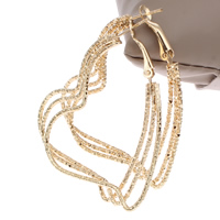 Brass Hoop Earring Heart gold color plated nickel lead & cadmium free Sold By Pair