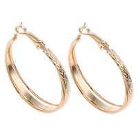 Brass Hoop Earring, gold color plated, flower cut, nickel, lead & cadmium free, 40x45x6mm, Sold By Pair