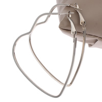 Brass Hoop Earring, Heart, platinum color plated, nickel, lead & cadmium free, 55x55x2mm, Sold By Pair
